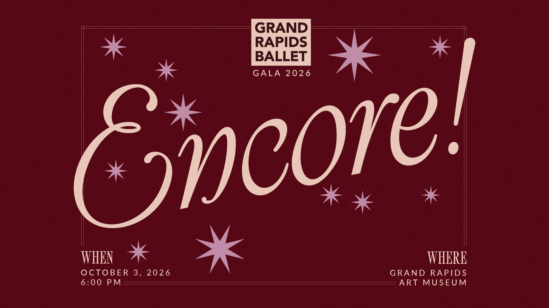 Encore! Grand Rapids Ballet Gala 2026, Grand Rapids Art Museum, October 3, 2026